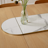 UMAGE Lifestyle Comfort Circle Extendable Dining Table Oak Ceramic Top Bianco Brass (4).png
