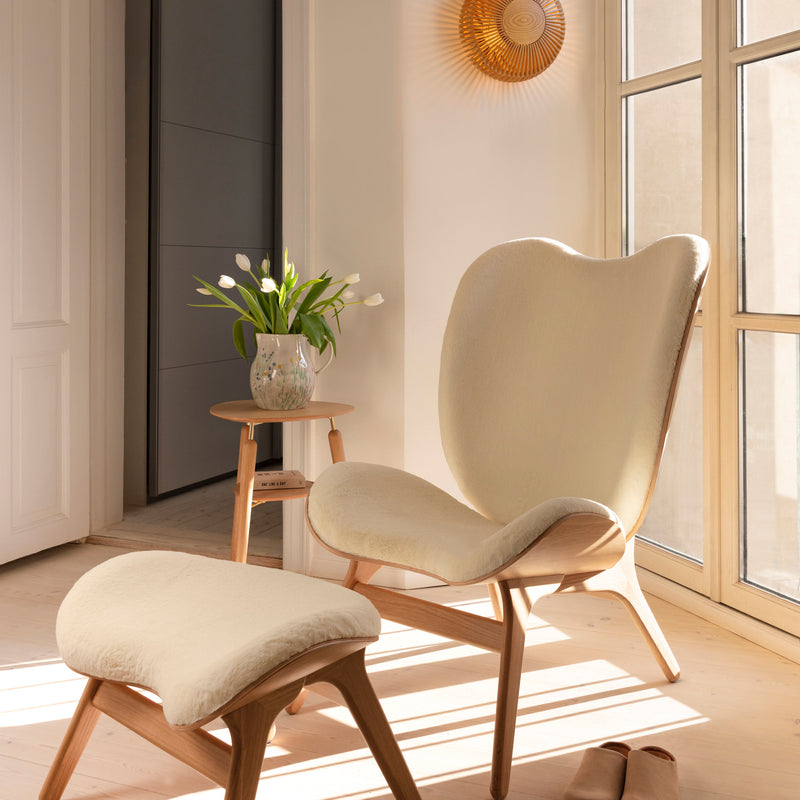 UMAGE_lifestyle_A Conversation Piece tall_oak_white_ottoman_white_oak_Clava Up Wood_medium_oak_My Spot_oak.jpg